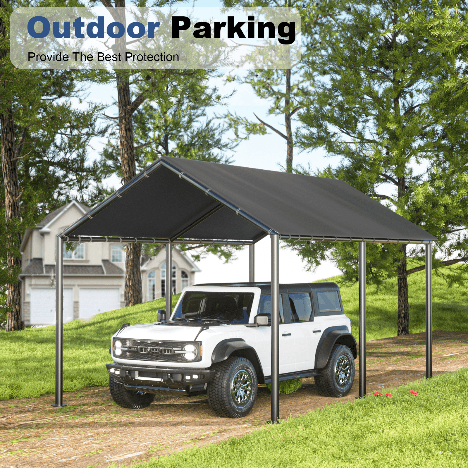 Grezone Carport L20 x W10 x H9.2 Ft Heavy Duty Portable Garage Car Tent All Season UV Resistant Canopy