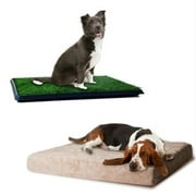Large Memory Foam Dog Bed and Puppy Potty Trainer Set by PETMAKER