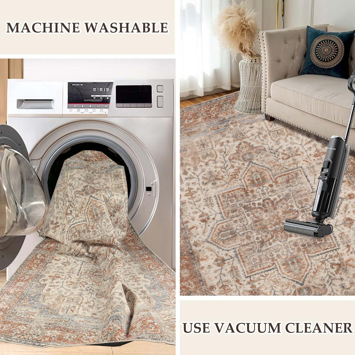 Sanmadrola 5x7 Area Rugs for Living Room Carpet Washable Rug Non Slip for Kitchen Entryway Bathroom Bedroom Office
