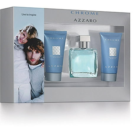 Azzaro Chrome Fragrance Gift Set for Men, 3 pc