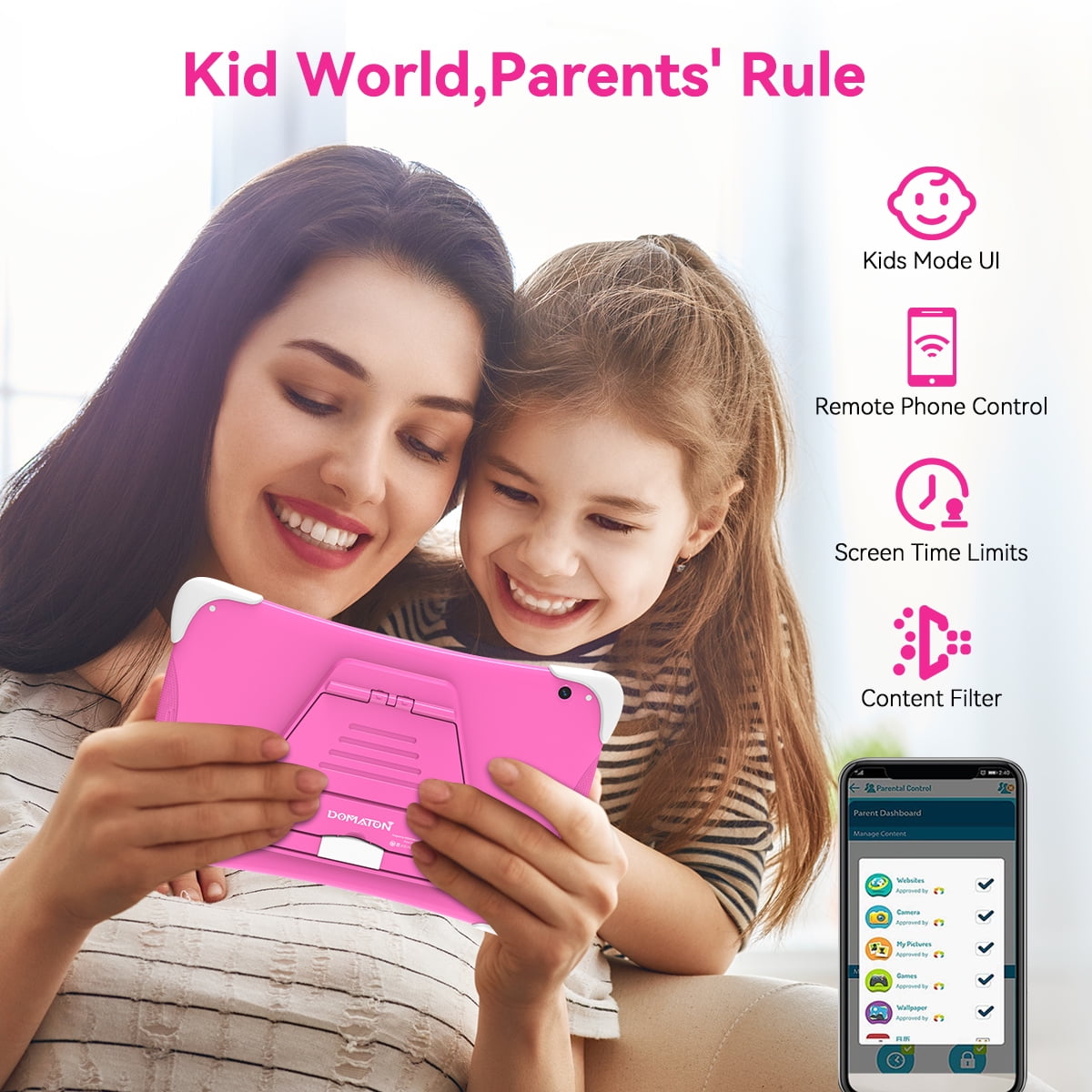 10.1 inch Kids Tablet, Android 12,4GB+64GB Tablet APP Preinstalled & Parent Control Kids Education Children Tablet with WiFi