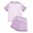 thumbnail image 5 of Uccdo 7-12T Little Girls Satin Silk Pajama Set, 2Pcs Big Girl Summer Heart Printed Button-up Tops+Shorts Sleepwear Nightwear Gift For Kids, 5 of 8
