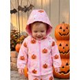 thumbnail image 2 of RUINIXCW Toddler Girl Halloween Jacket Pumpkin Ghost/Flower Bat Print Hooded Long Sleeve Coat Zipper Outerwear, 2 of 9