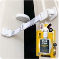 thumbnail image 1 of Cat Door Latch & Stopper. Adjustable Door Strap for Cats to Dog Proof & Keep Dog Out of Litter Box & Cat Feeder. Simpler Pet & Cat Gate Alternative. No Cut Cat Door Interior Door, 1 of 7