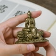 thumbnail image 3 of Handcrafted Taiyi Jiuku Tianzun Statue Vintage Brass 2.48in Salvation & Comfort Unique Gift for Home Altar, 3 of 14