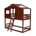 thumbnail image 6 of Harper & Bright Designs Twin Over Twin House Bunk Bed with Ladder, Twin Wood Bed Frame with Roof Design for Teens, Boys and Girls, Walnut, 6 of 14