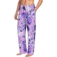 thumbnail image 2 of Sigee Violet Print Men's Pajama Pants - Soft Lounge Sleep Bottoms with Elastic Waistband and Pockets-, 2 of 9