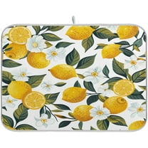 Lemons Dish Drying Mat for Kitchen Counter, Absorbent Heat-Resistant Microfiber Dish Drainer for Countertop Mat, 16x18 in