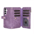 thumbnail image 4 of Allytech Zipper Wallet Case for Samsung Galaxy S23 FE with Wrist Strap & Shoulder Strap, Premium PU Leather Card Slots Kickstand Magnetic Clasp Shockproof Protective Cover Case - Purple, 4 of 7