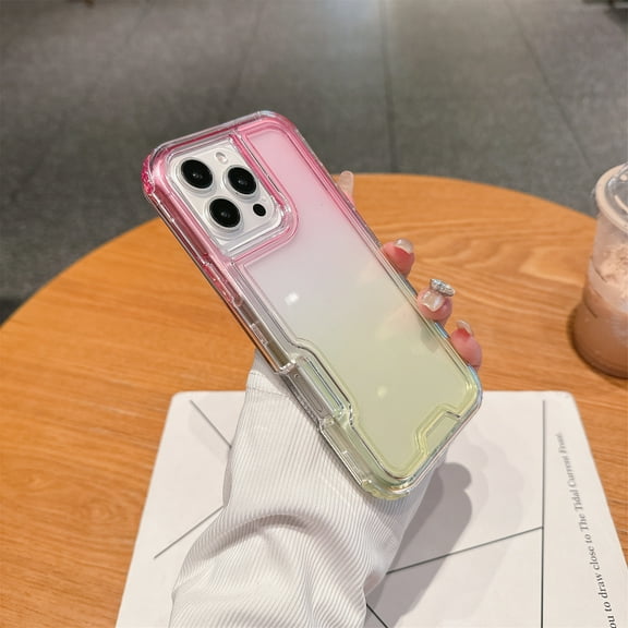 Hybrid Rubber for iPhone 15 Pro Max Case, Heavy Duty Protection Hard PC Cover Soft Silicone Sturdy Reinforced Non Yellowing Bumper  Wireless Charging Phone Case For iPhone 15 Pro Max,Pink Yellow