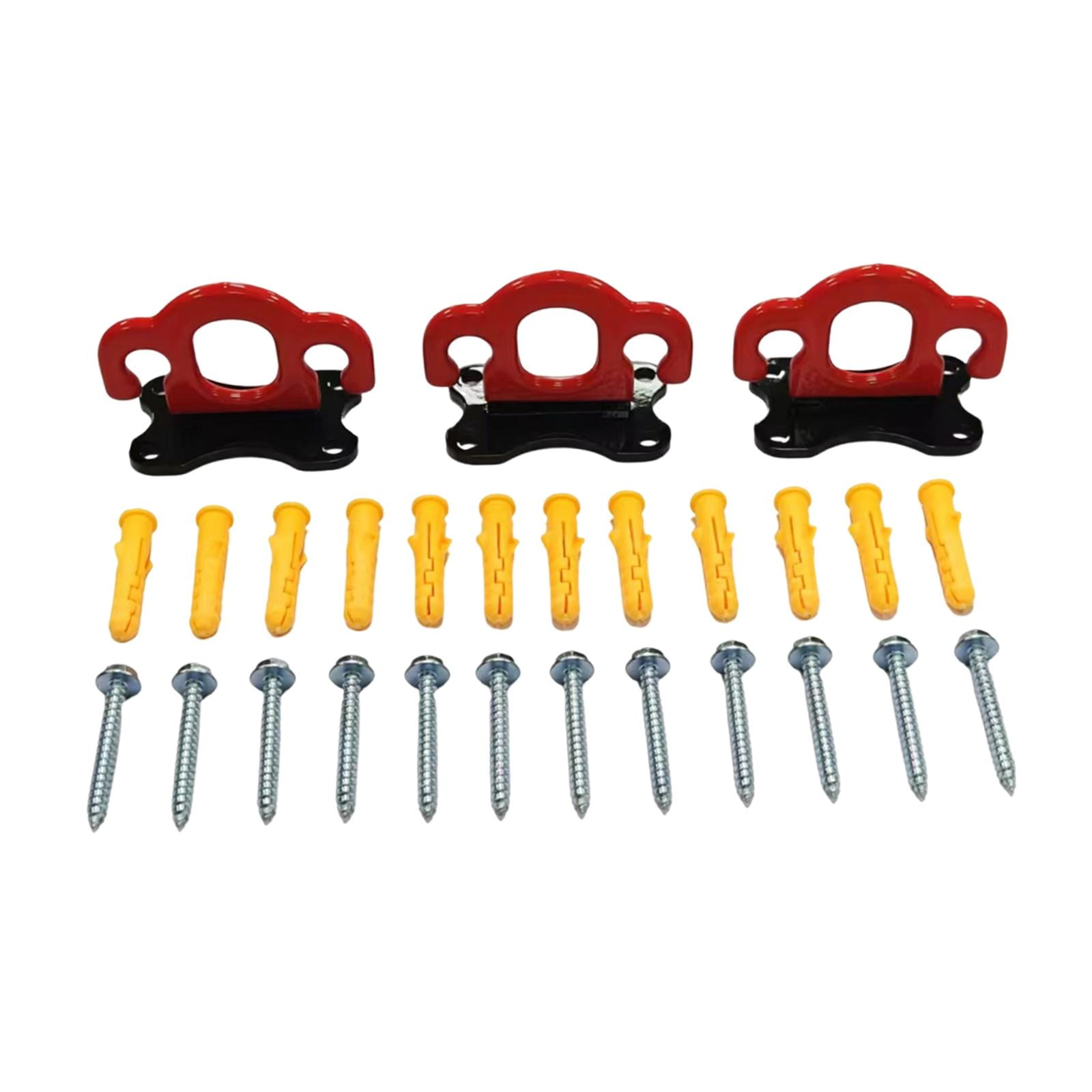 DimyFew 3 Pieces Wall Mount Workout Anchors, Gym Exercise Anchors, Iron Band Hooks, Band Red Black