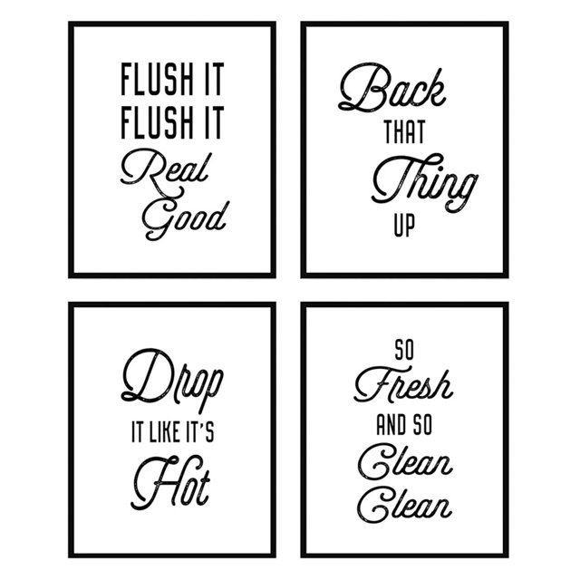 HANXIULIN - Juego de 4 carteles divertidos para decoración de pared de baño, lienzo, pintura, decoración del hogar
