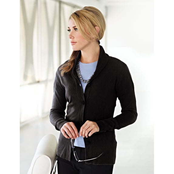 Tri-Mountain Lilac Bloom Ava LB924 Arcylic LS Cardigan Sweater, X-Large, Black