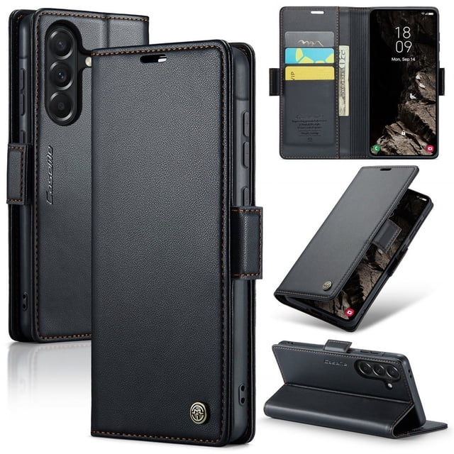 Funda de Cuero CaseMe para Samsung Galaxy A57 5G Tipo Billetera con Bloqueo RFID, para Samsung Galaxy A57 5G Tipo Billetera para Mujer Hombres Tarjetero Cierre Magnético Soporte Tipo Kickstand Funda