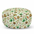 thumbnail image 1 of Clover Pouf Cover with Zipper, Irish Culture Themed Pattern Beer Horse Shoe Coin Pot Leprechaun Hat, Soft Decorative Fabric Unstuffed Case, 30" W X 17.3" L, Ivory Multicolor, by Ambesonne, 1 of 5