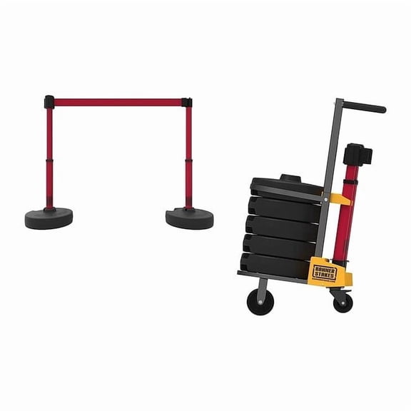 Belt Barrier System, 15 ft Length, 22 in to 42 in Post Height, Danger Keep Out