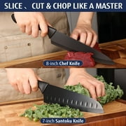 Hecef 15-Piece Kitchen Knife Block Set, Dishwasher Safe Stainless Steel Blades for Cooking and Chopping