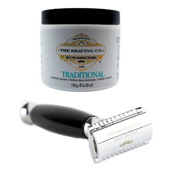 The Shaving Co Kit Crema De Afeitar Menta Y Rastrillo Negro amarillo 1