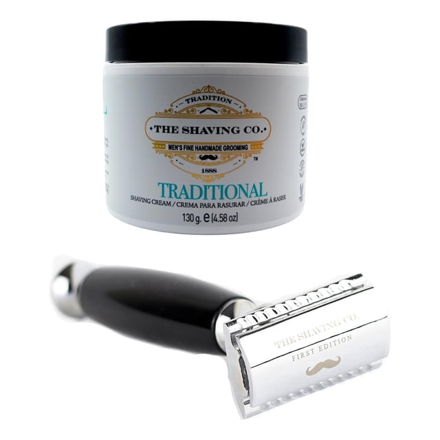 The Shaving Co Kit Crema De Afeitar Menta Y Rastrillo Negro amarillo 1