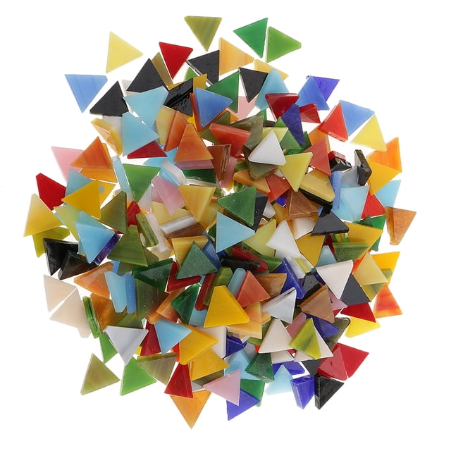 300pcs Multicolor Triangle Glass Pieces Mosaic Tiles For Art Crafts 12mm