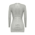 thumbnail image 4 of Oksale Womens Sparkly Sequin Dresses Slim Fit Mini Dress Cozy Long Sleeve Dresses Sexy Deep V Neck Party Dress 2025 Silver L, 4 of 5