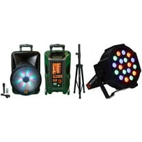 MR DJ DJ18BAT 18" Portable Bluetooth Speaker Speaker Stand 18-LED Slim Par Wash DJ Light