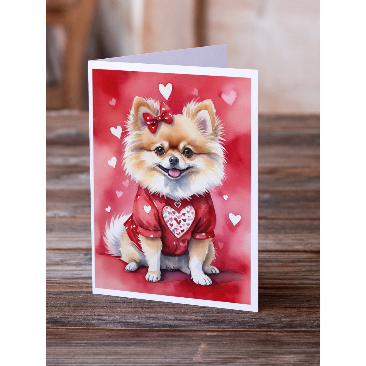 Pomeranian My Valentine Greeting Cards Pack of 8 7 in x 5 in
