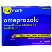 sunmark Omeprazole Antacid Delayed-Release Tablet 20 mg, 14 Tablets per Box, 1 Count