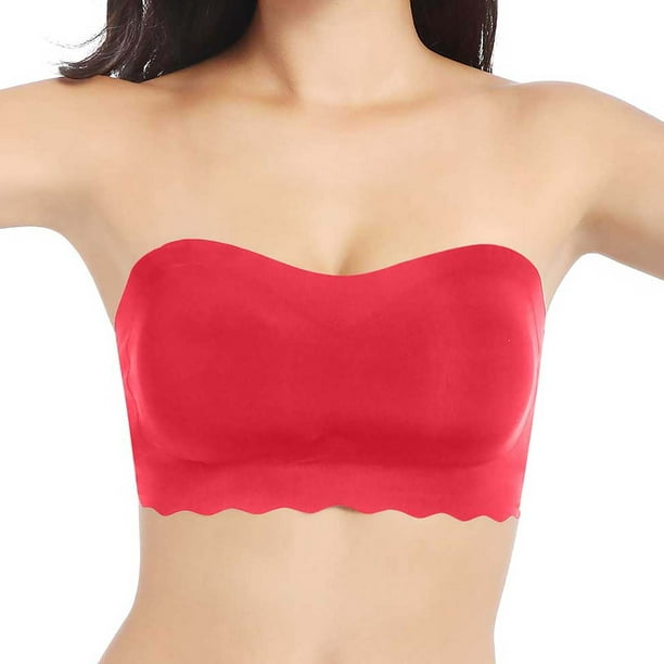Strapless Bra for Big Busted Women Gathered Non-Slip Bandeau Plus