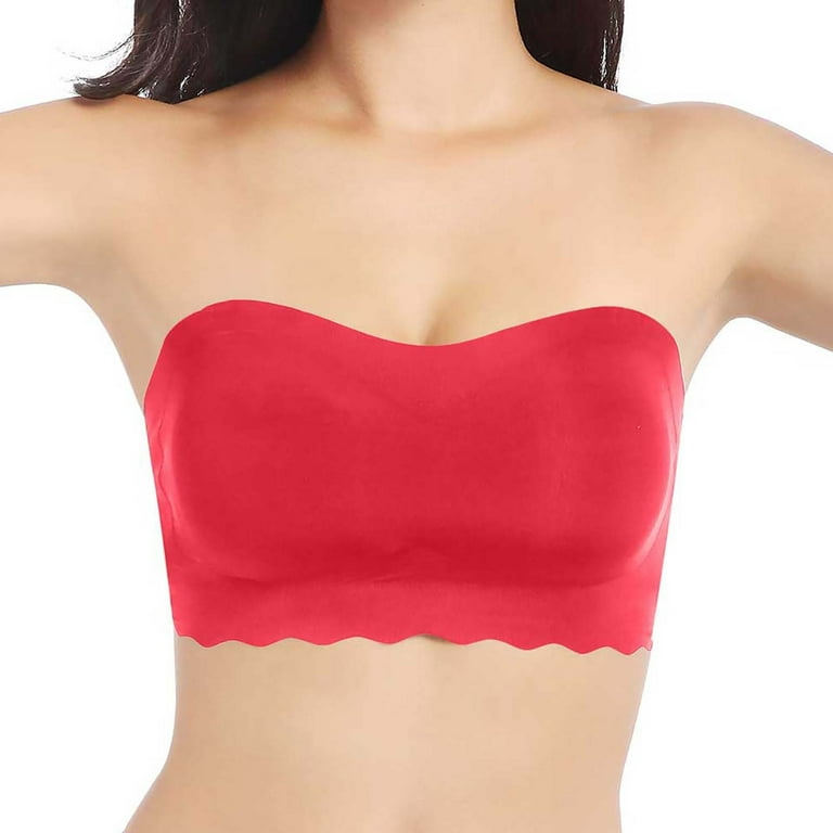 Xysaqa Women's Bandeau Non-Slip Bra Stretchy Strapless Bra for Large Bust,  Invisible Seamless Tube Top Wrap with Padded M-7XL (Available in Plus Size)