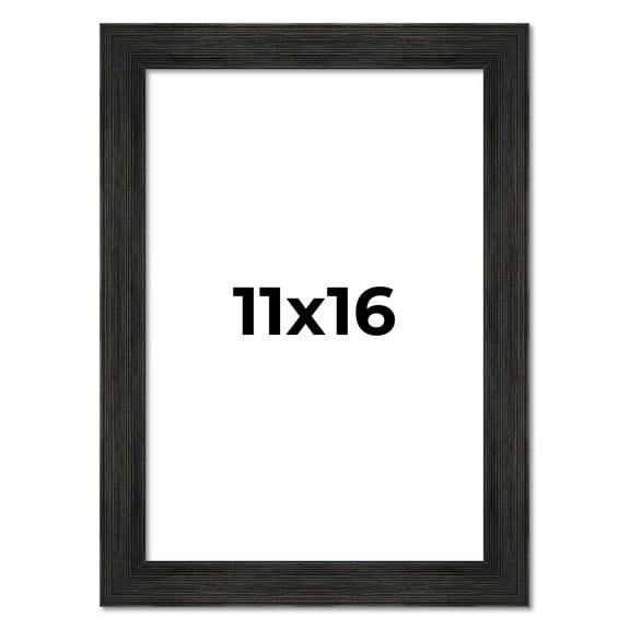 11x16 Distressed/Aged Black Complete Wood Picture Frame with UV Acrylic, Foam Board Backing, & Hardware