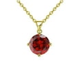 thumbnail image 2 of 18k Yellow Gold 2 Carat Created Garnet Round Stud Necklace 18 inch for Women Plated by Paris Jewelry, 2 of 4