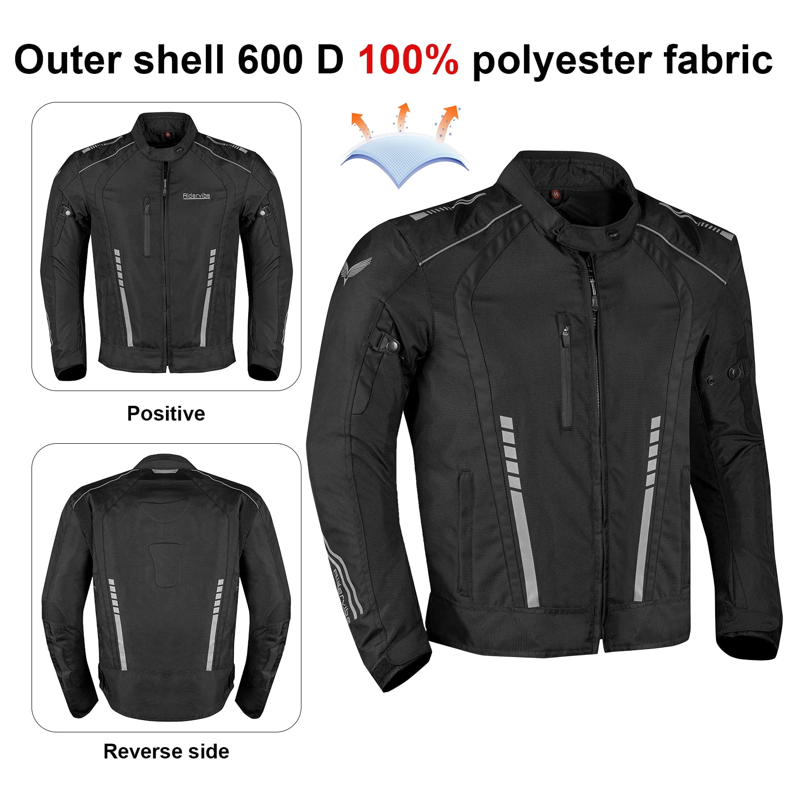 Dream Apparel Men's All-season Motorcycle Jacket for Enduro Dualsport Riding with 600 D polyester, Armor Foam Padding, Visibility