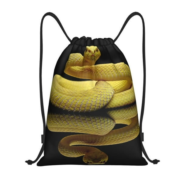 Fotbe Yellow White-Lipped Pit Viper Bolsa Mochila con Cordón Estampada, Bolsa de Gimnasio Deportiva, Bolsa Cinch, Bolsa con Cordón para Hombres y Mujeres-Small