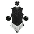 thumbnail image 6 of Alvivi Women Metallic Sleeveless Tassel Bodysuit Cheerleading Uniform Cheer Leader Outfits Black L, 6 of 7