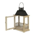 thumbnail image 7 of Rectangular Wooden Lantern with Black Metal Top and Galvanized Accent, 7 of 7