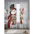 thumbnail image 2 of Semi Sheer Window Curtains 84 Inches Long, Grey Christmas Snowman Rod Pocket Voile Silky Chiffon Curtain Treatment Drapes for Kitchen, Living Room, Xmas Botanical Birds Snowflake 52"x84", 2 Panels, 2 of 9