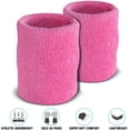 thumbnail image 4 of Suddora 4” Solid Color Sport Arm Sweatbands Pair, Pink, 4 of 7