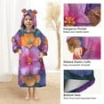 thumbnail image 3 of FORMRS Wearable Blanket Hoodie with Sleeves for Kids Cozy Flannel Sweatshirt, Large Purple Flowers, 3 of 7