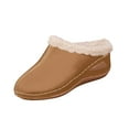 thumbnail image 2 of SYMSHOES PU Faux Leather Womens Warm Faux Faux Fur Mule Slippers Indoor Outdoor Slip-On with Ergonomic Sole - Brown,Size 43, 2 of 9