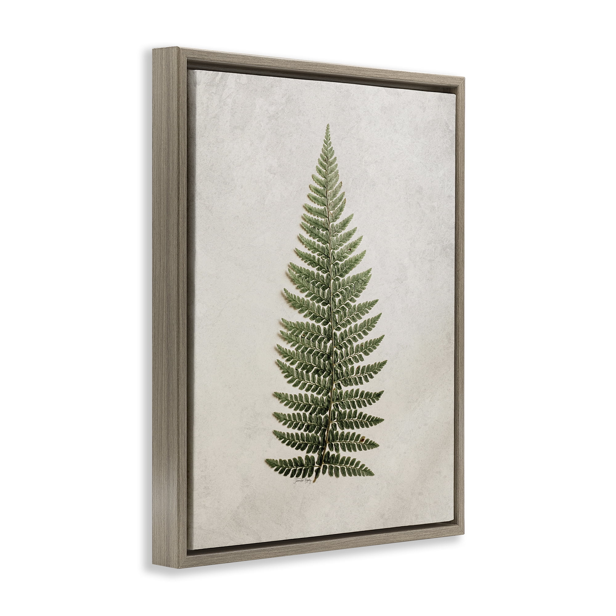 Stupell Industries Detailed Fern Leaf Botanical & Floral Painting Brown Floater Framed Art Print Wall Art, 17 x 21