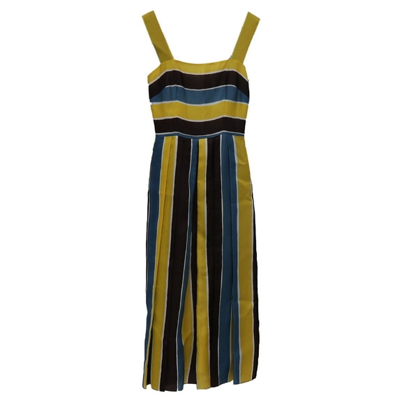 Pre-Owned Dolce & Gabbana Striped Midi Dress in Multicolor Silk