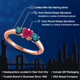 thumbnail image 2 of Gem Stone King 18K Rose Gold Plated Silver Red Ruby and Blue Diamond Engagement Ring for Women | 1.09 Cttw | Round 5MM | Gemstone July Birthstone | Size 9, 2 of 6