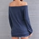 thumbnail image 4 of Whataatahia Top con hombros descubiertos para mujer, jersey de manga larga de Color puro, camisa holgada elástica para mujer, Top para fiesta diaria, trabajo azul XXL, 4 of 6