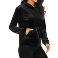 thumbnail image 4 of YouLoveIt Women's Velour Sweatshirt Long Sleeve Soft Hoodie Sweatshirt Winter Warm Pullover Hooded Tops Casual Active Sweatshirt Jacket Coat Velvet Sweatshirt Plus Size, 4 of 6