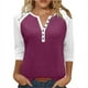 thumbnail image 3 of Camisas de manga larga,Camiseta raglán con cuello en V para mujer, manga 3/4, blusa informal de cuello redondo para estar en casa, sopatenor, 3 of 9