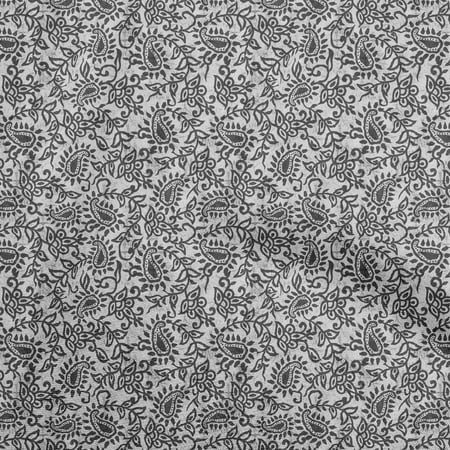 oneOone Silk Tabby Gray Fabric Asian Batik Paisley Sewing Fabric By The Yard Printed Diy Clothing Sewing Supplies 42 Inch Wide