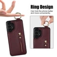 thumbnail image 2 of Designed for Samsung Galaxy A53 5G PU Leather Back Case, Vintage Kickstand Card Slots Finger Ring Zipper Drop Protective Business Phone Cover Compatible with Samsung Galaxy A53 5G - Jujubered, 2 of 8