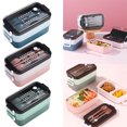 thumbnail image 3 of Bento Lunch Box Metal Lunch Box Containers Thermo Leakproof Lunch Containers 2 Layers Bento Box For School Kids Office Worker Blue, 3 of 6