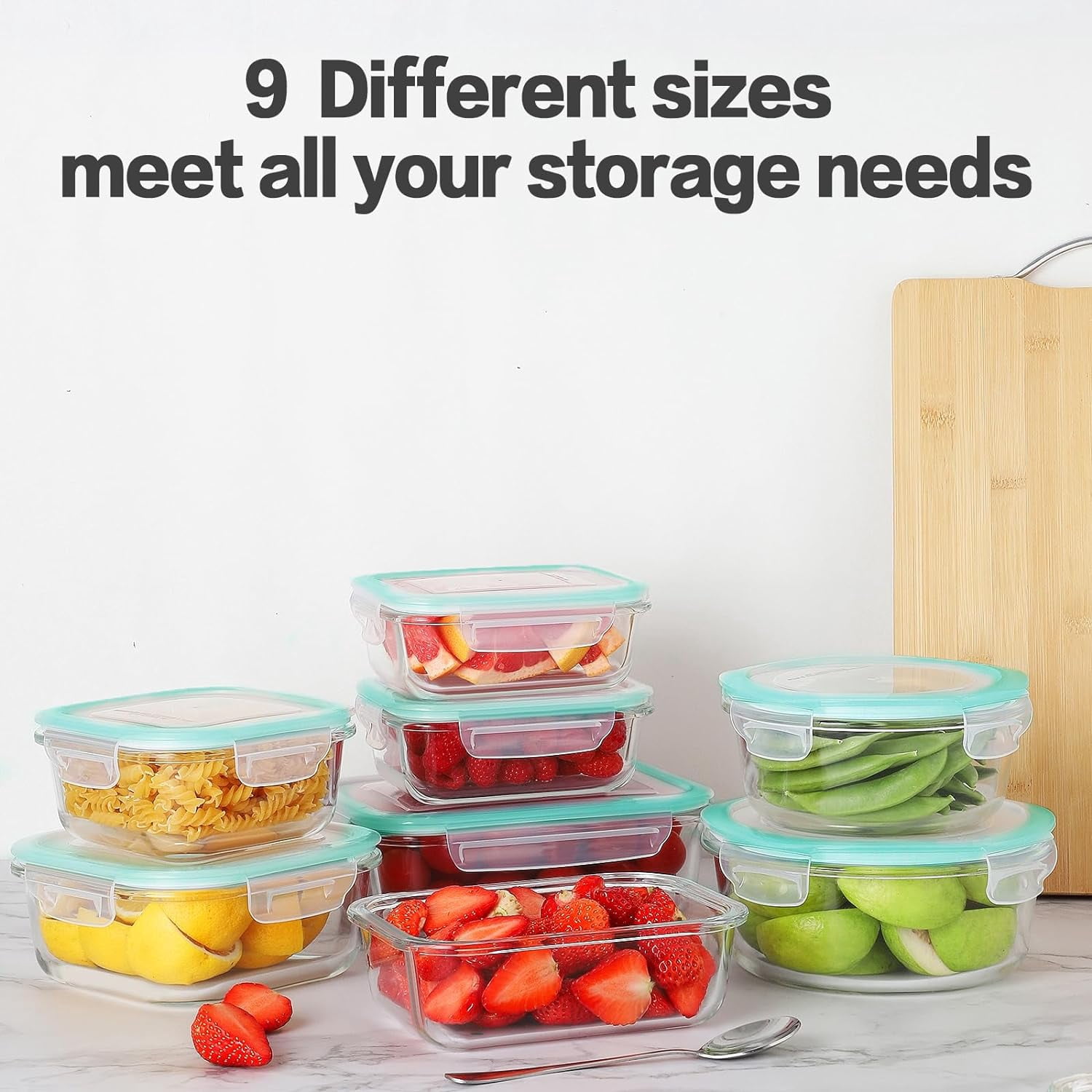 12 Sets Glass Food Storage Containers with Lids, Glass Meal Prep Containers, Airtight Glass Bento Boxes, BPA Free & Leak Proof, Pantry Kitchen Storage(12 lids & 12 Containers) - Deep Blue